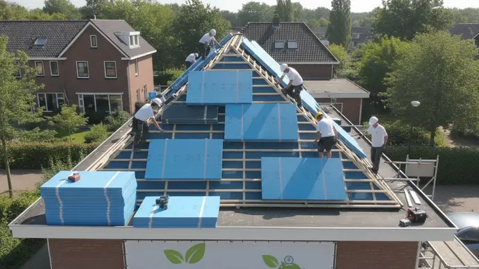 Dakisolatie aangebracht tussen de spanten van een hellend dak