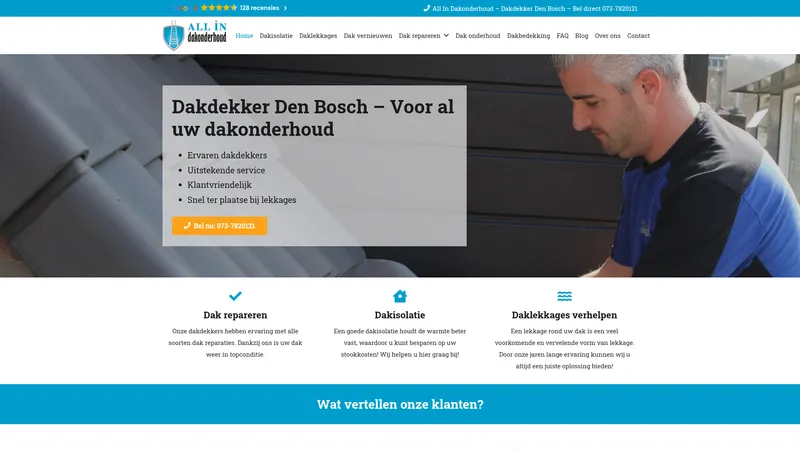 Website van All In Dakonderhoud