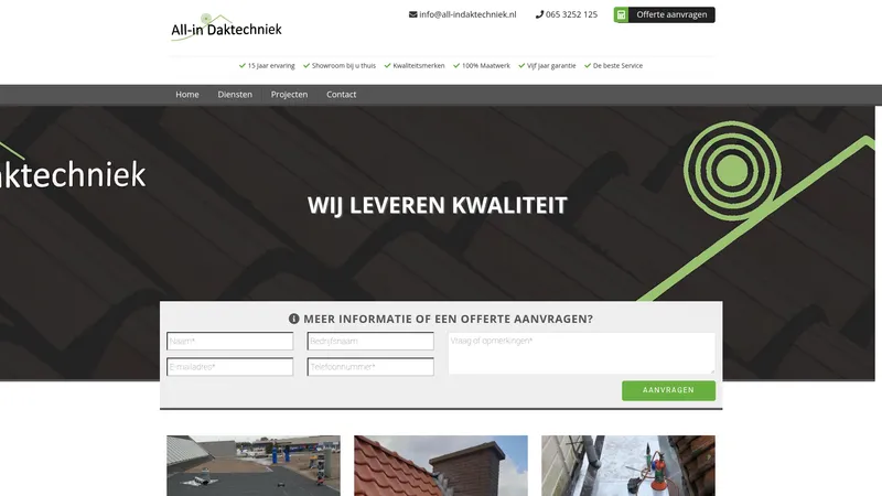Website van All-in Daktechniek