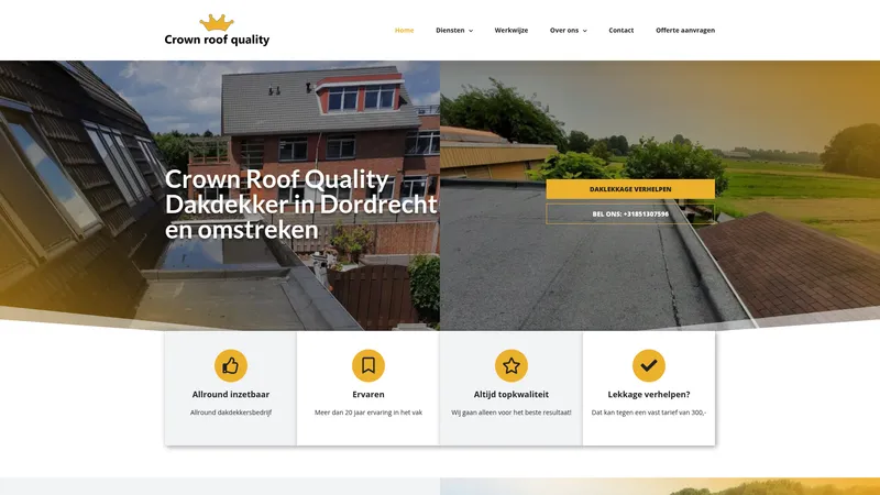 Website van Crown Roof Quality