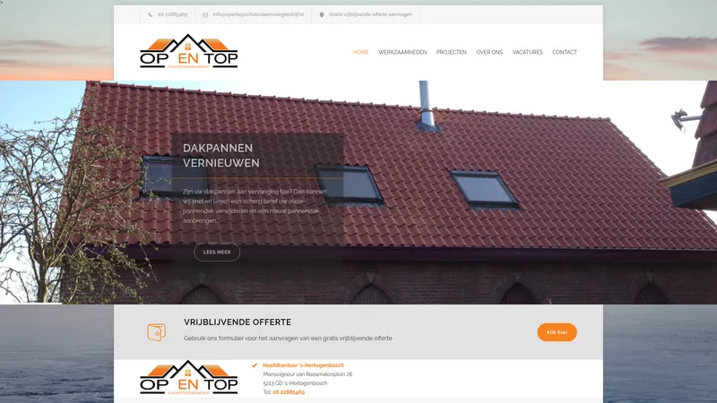 Website van Dak en schoorsteenservice Nederland