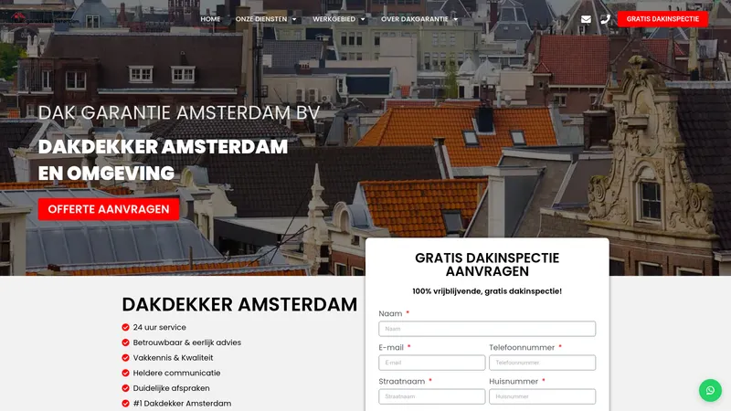 Website van Dak Garantie Amsterdam