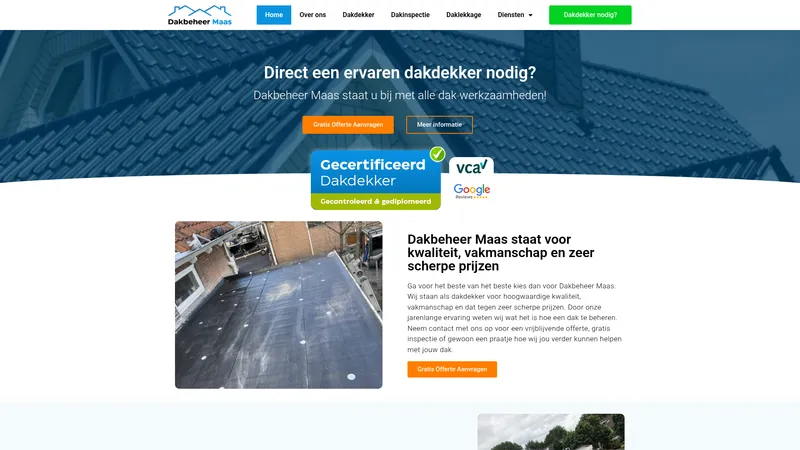 Website van Dakbeheer Maas