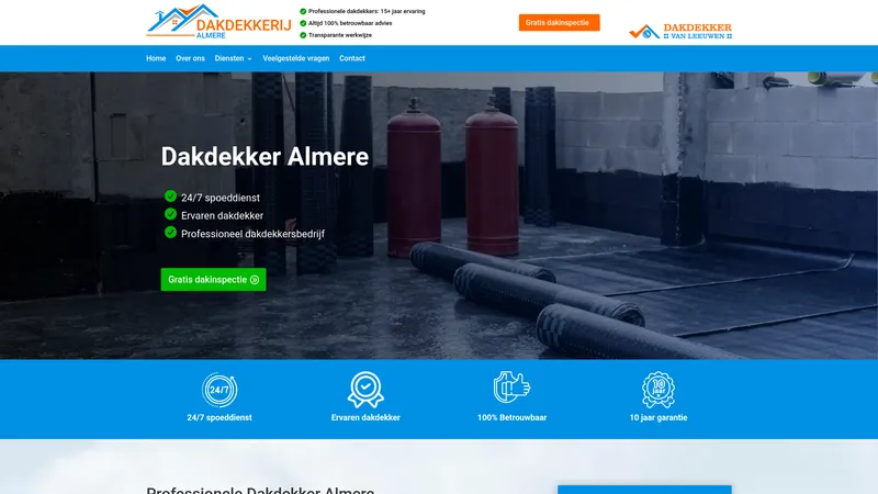 Website van Dakdekker Almere
