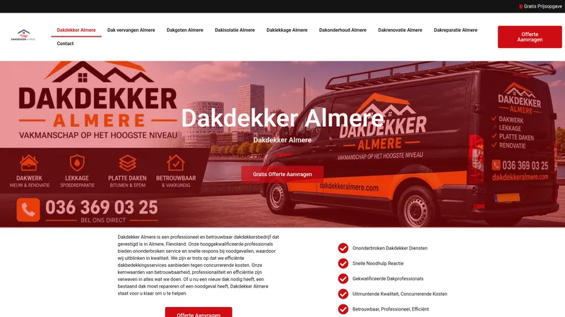 Website van Dakdekker Almere