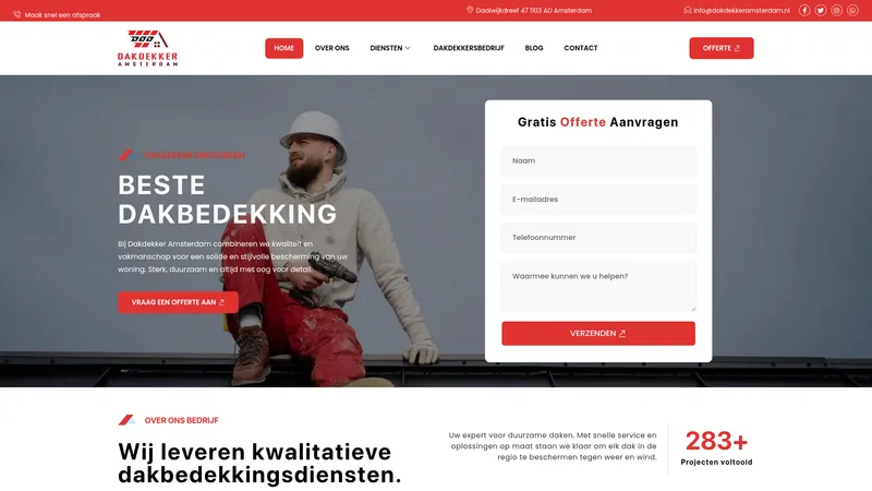 Website van Dakdekker Amsterdam