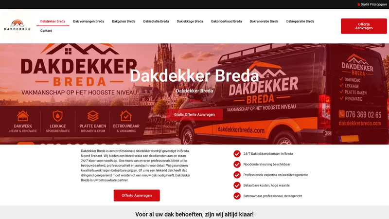 Website van Dakdekker Breda