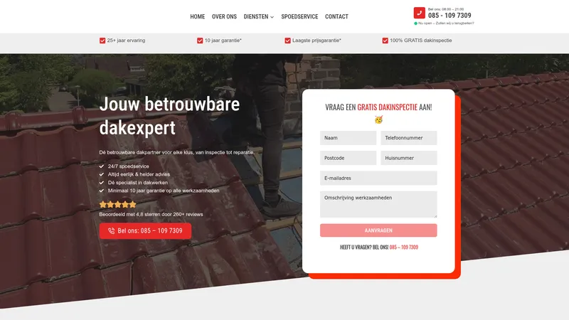 Website van Dakdekker De Groot
