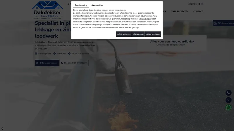 Website van Dakdekker L. Campbell