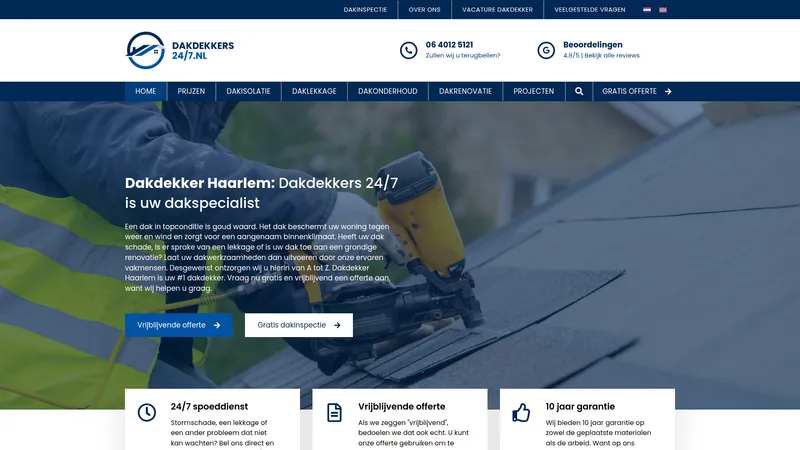 Website van Dakdekkers 24/7