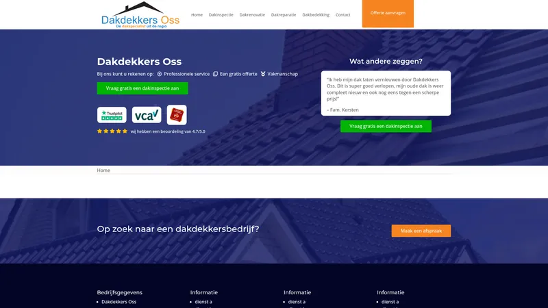Website van Dakdekkers Oss