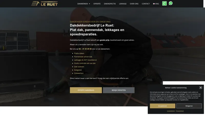 Website van Dakdekkersbedrijf Le Ruet