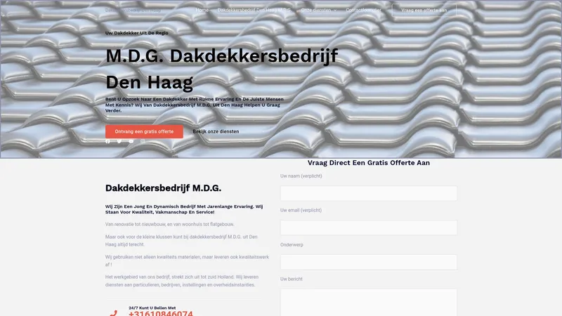 Website van Dakdekkersbedrijf M.D.G