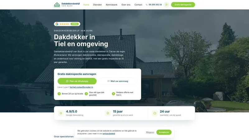 Website van Dakdekkersbedrijf van Burk