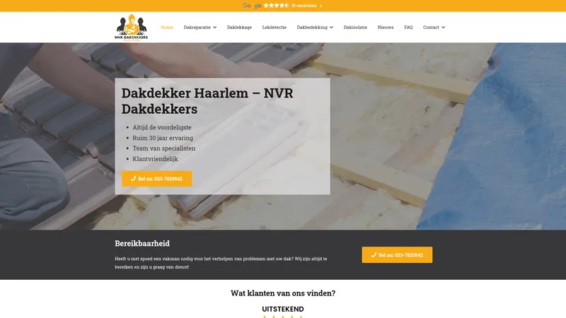 Website van Dakdekkersbedrijf Voets