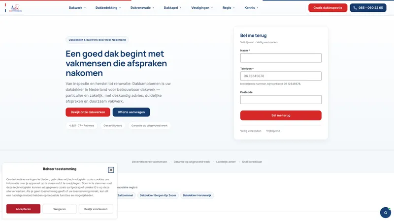 Website van Dakkampioenen B.V