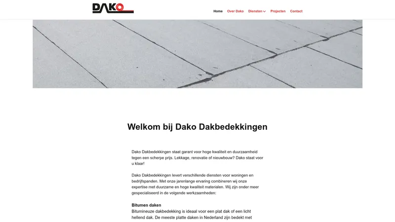 Website van Dako Dakbedekkingen