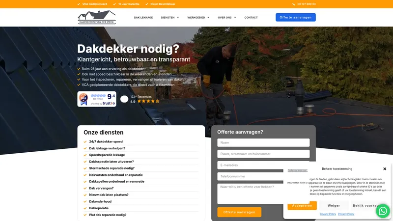 Website van Dakpreventie van der Steen