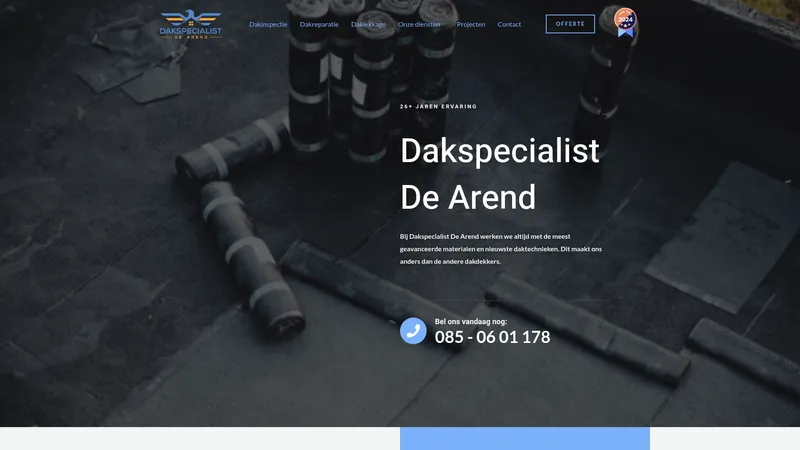 Website van Dakspecialist De Arend