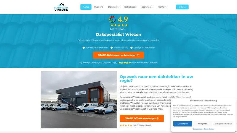 Website van Dakspecialist Vriezen