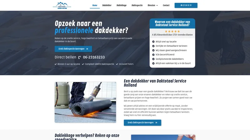 Website van Daktotaal Service Holland