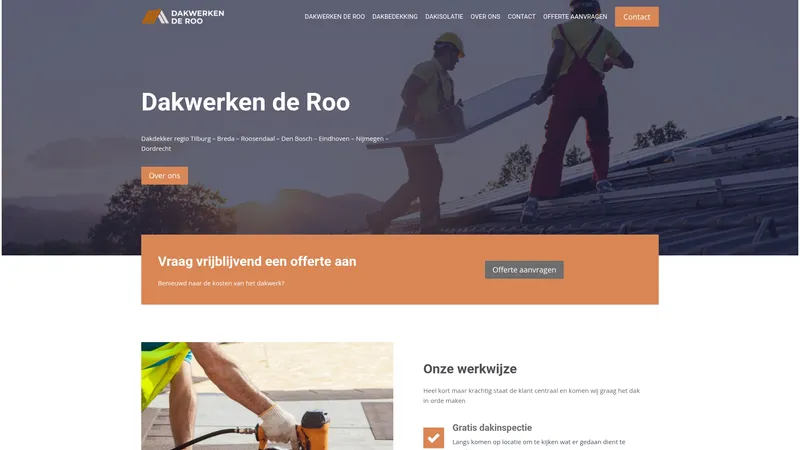 Website van Dakwerken De Roo