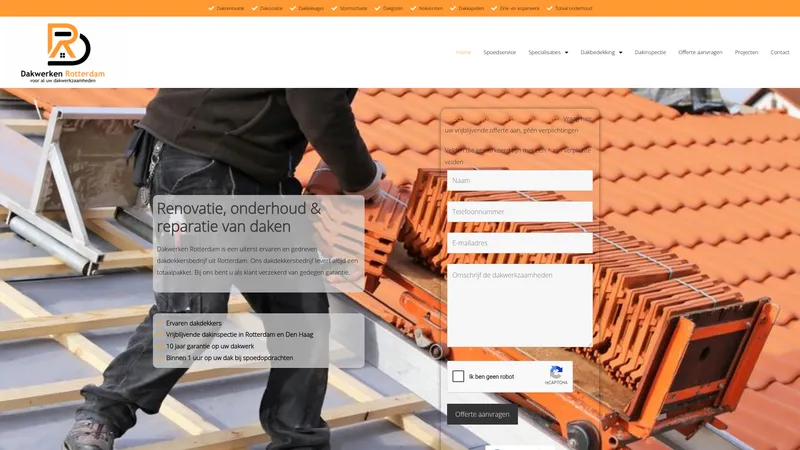 Website van Dakwerken Rotterdam