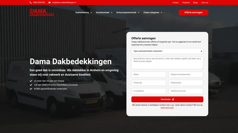 Website van Dama-dakbedekkingen