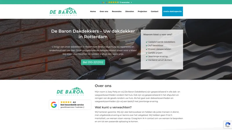 Website van De Baron Dakdekkers