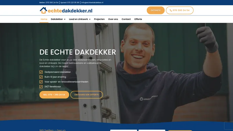 Website van De Echte Dakdekker