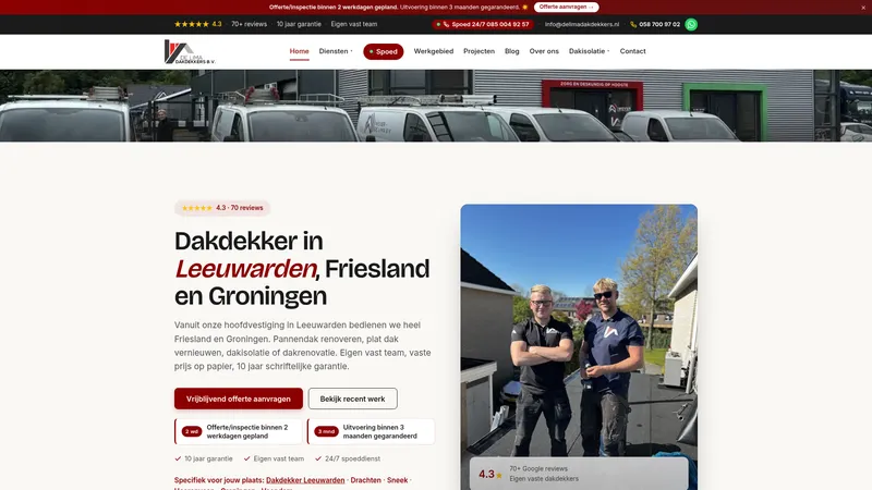 Website van De Lima Dakdekkers B.V