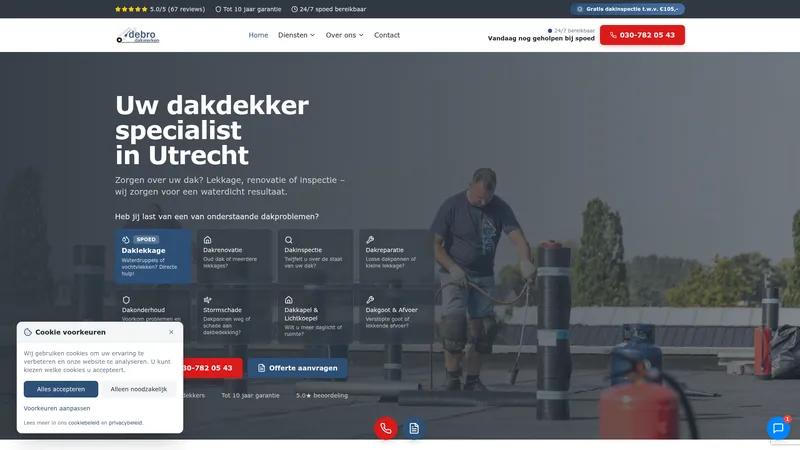 Website van Debro Dakdekkers