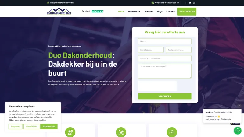Website van Duo Dakonderhoud