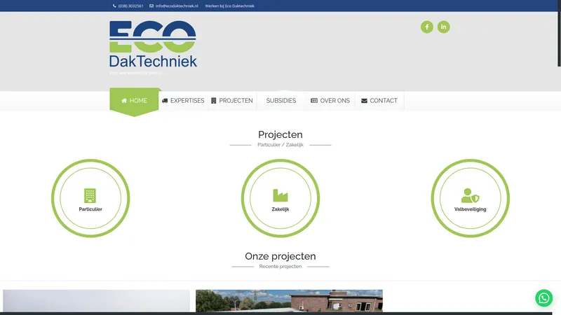 Website van Eco Daktechniek BV