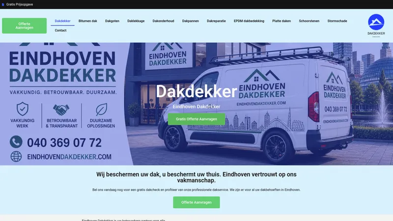 Website van Eindhoven Dakdekker A