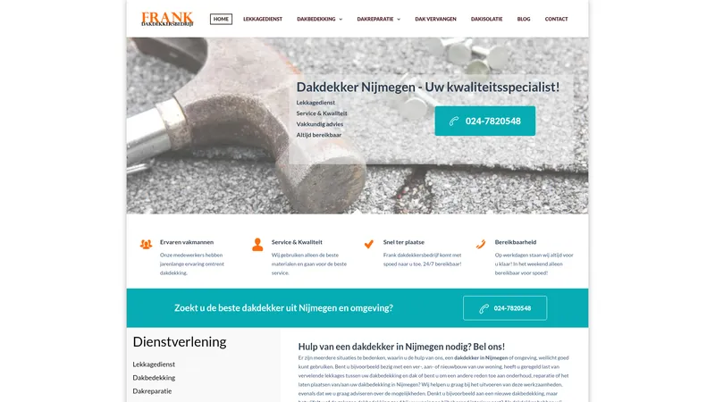 Website van Frank Dakdekkersbedrijf