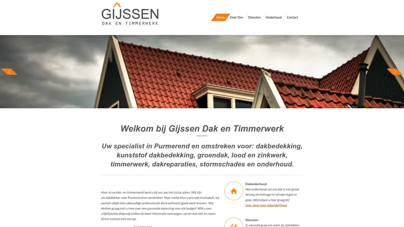 Website van Gijssen Dak en Timmerwerk