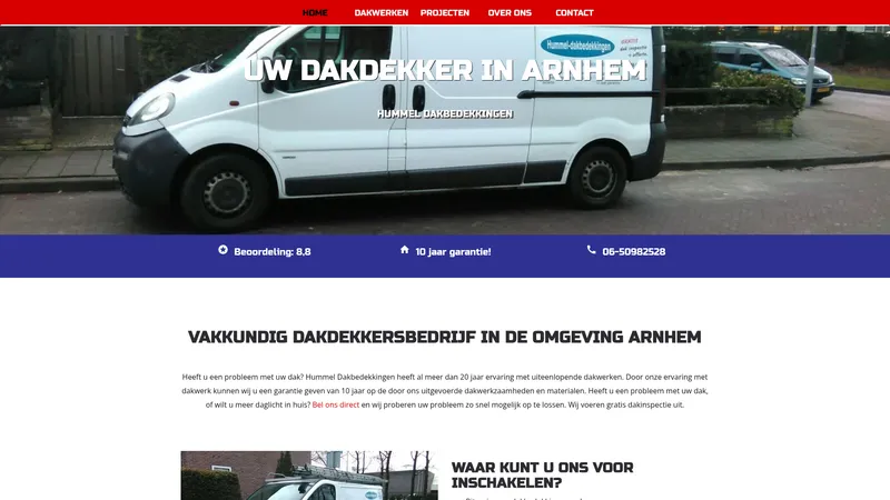 Website van Hummel Dakbedekkingen