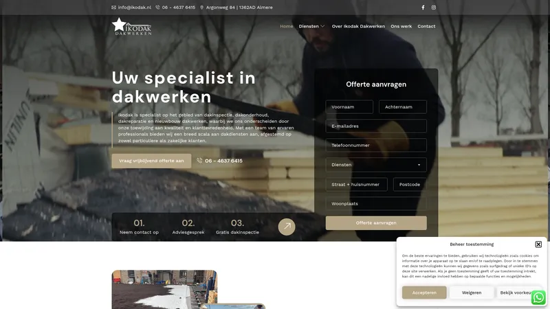 Website van Ikodak Darwerken in Almere