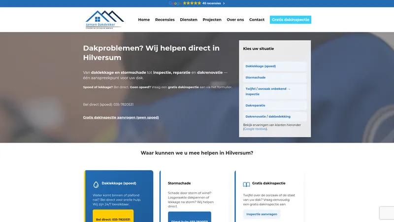 Website van Jansen Dakdekker