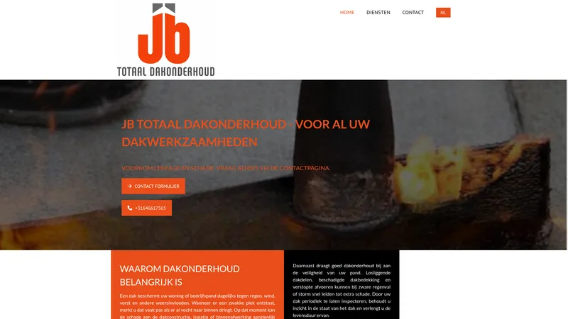 Website van JB Totaal Dakonderhoud
