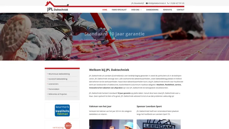 Website van JPL Daktechniek