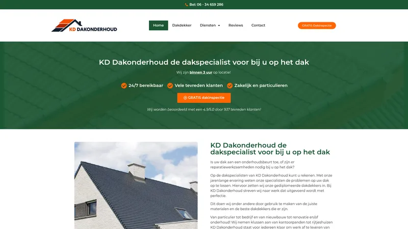 Website van KD Dakonderhoud