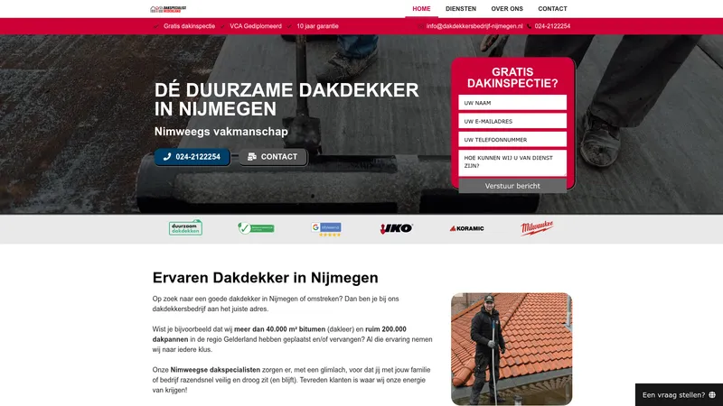 Website van KEVO Dakwerken Nijmegen