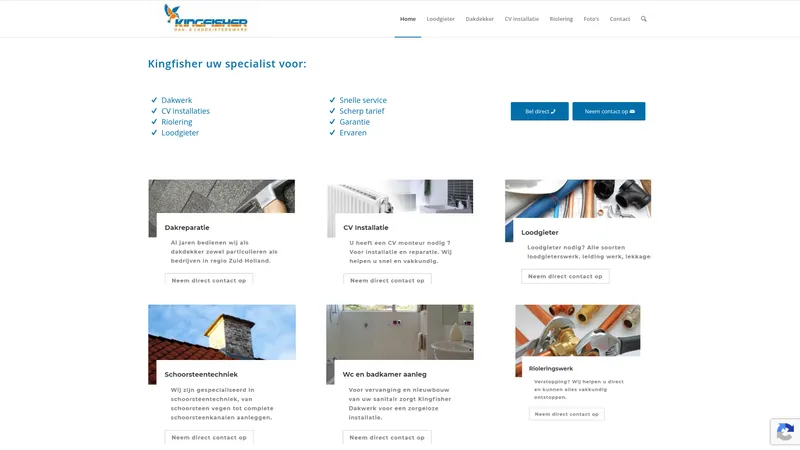 Website van Kingfisher Dakwerk