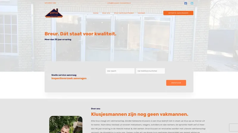 Website van Klussen- en Renovatiebedrijf Breur