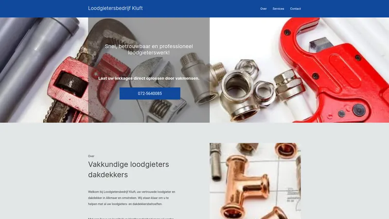 Website van Loodgietersbedrijf Kluft