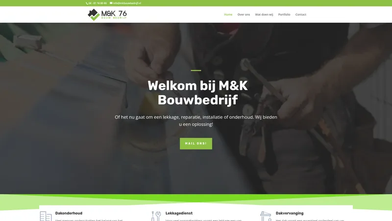 Website van M&K Bouwbedrijf