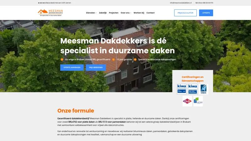 Website van Meesman Dakdekkers BV