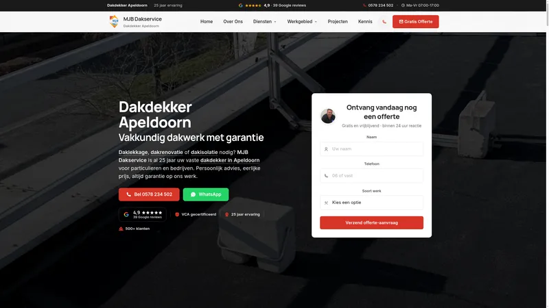 Website van MJB Dakservice